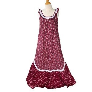 VTG Hilda Hawaii Cottagecore Prairie Maxi Sundress Ruffle Lace Calico Floral Sm